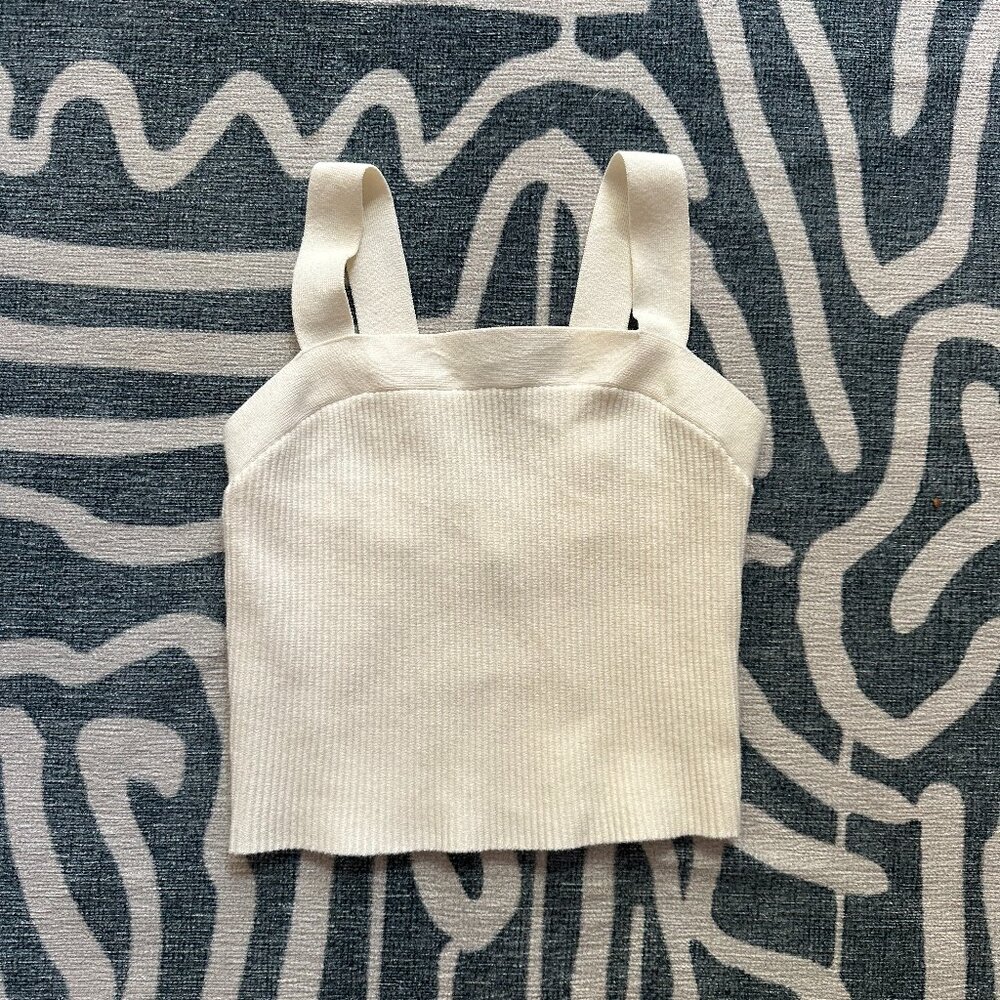 Abercrombie & Fitch Cropped White Ribbed Tank Top Small